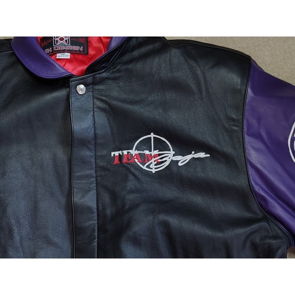 Vintage Jeff Hamilton Purple Leather Bomber Jacket Team Baja Men's Medium M - Picture 4 of 14